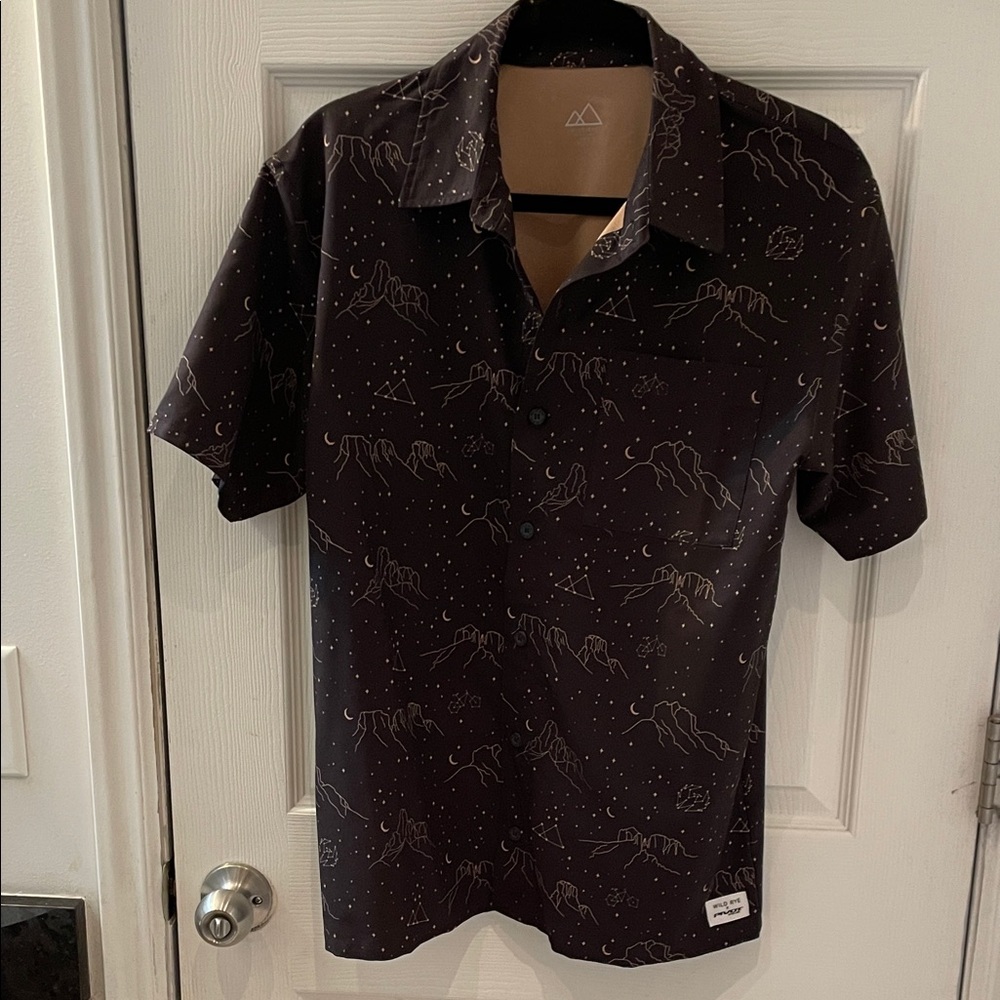 Women's Black Constellation Print Button Down Shirt